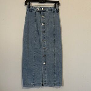 Denim Button-Front Maxi Skirt